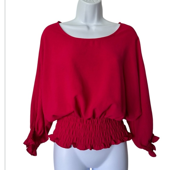 Vince Camuto hot pink Dolan top smocked waist excellent Size S - Picture 3 of 7